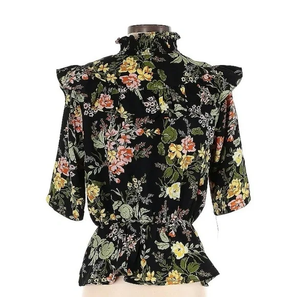 Sugar lips Floral High Neck Ruffle Peplum Top - Picture 5 of 8